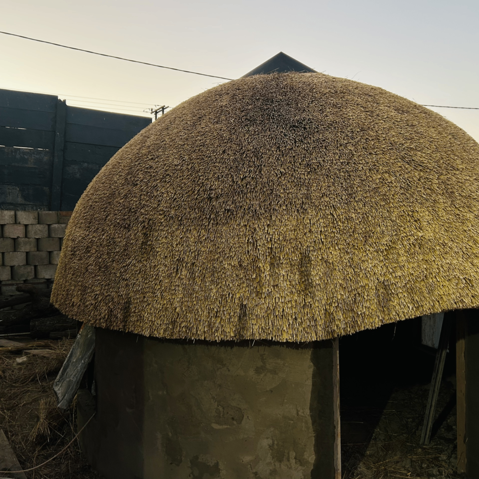 Traditional thatch rondavel with rendered walls